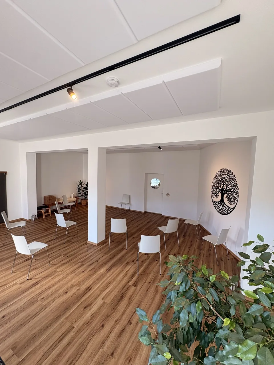 Studio mit Stühlen für eine Veranstaltung