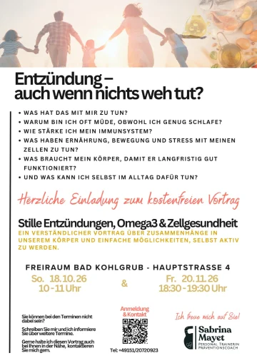 Flyer: Vortrag: Entzündung - auch wenn nichts weh tut?